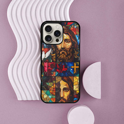 iPhone 16 Pro Max Case — Jesus Face Small Cross And Faith, Customized Protective Case