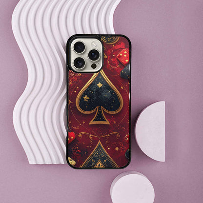 iPhone 16 Pro Max Case — Playing Card Suits Pattern Poker Chips, Unique Phone Case Design