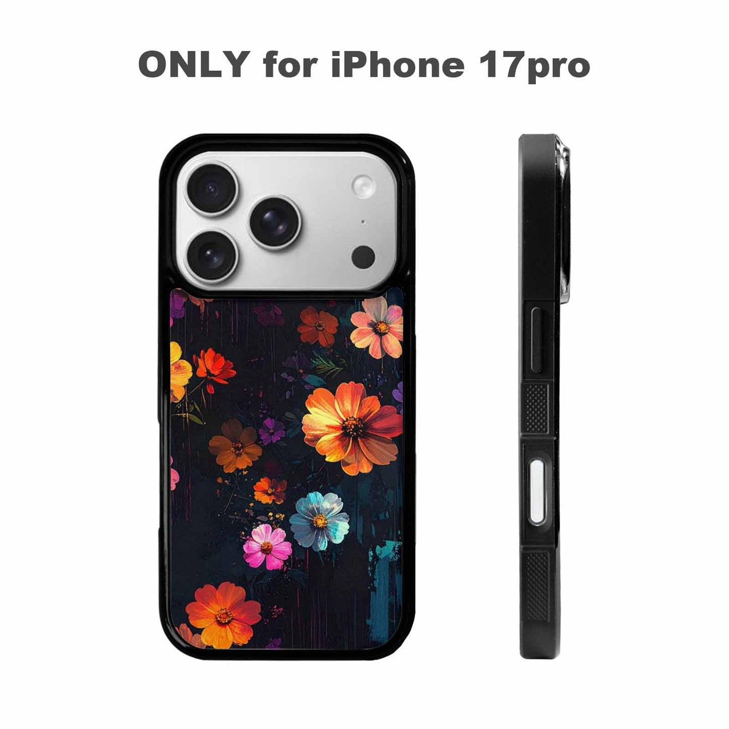 iPhone 17 Pro Case — Shadowy Glitch Floral Pattern Hundreds Floral, Custom Phone Case