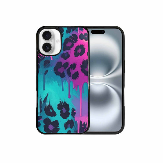 iPhone 16 Plus Case — Leopard Melting Neon, Custom Printed Phone Case