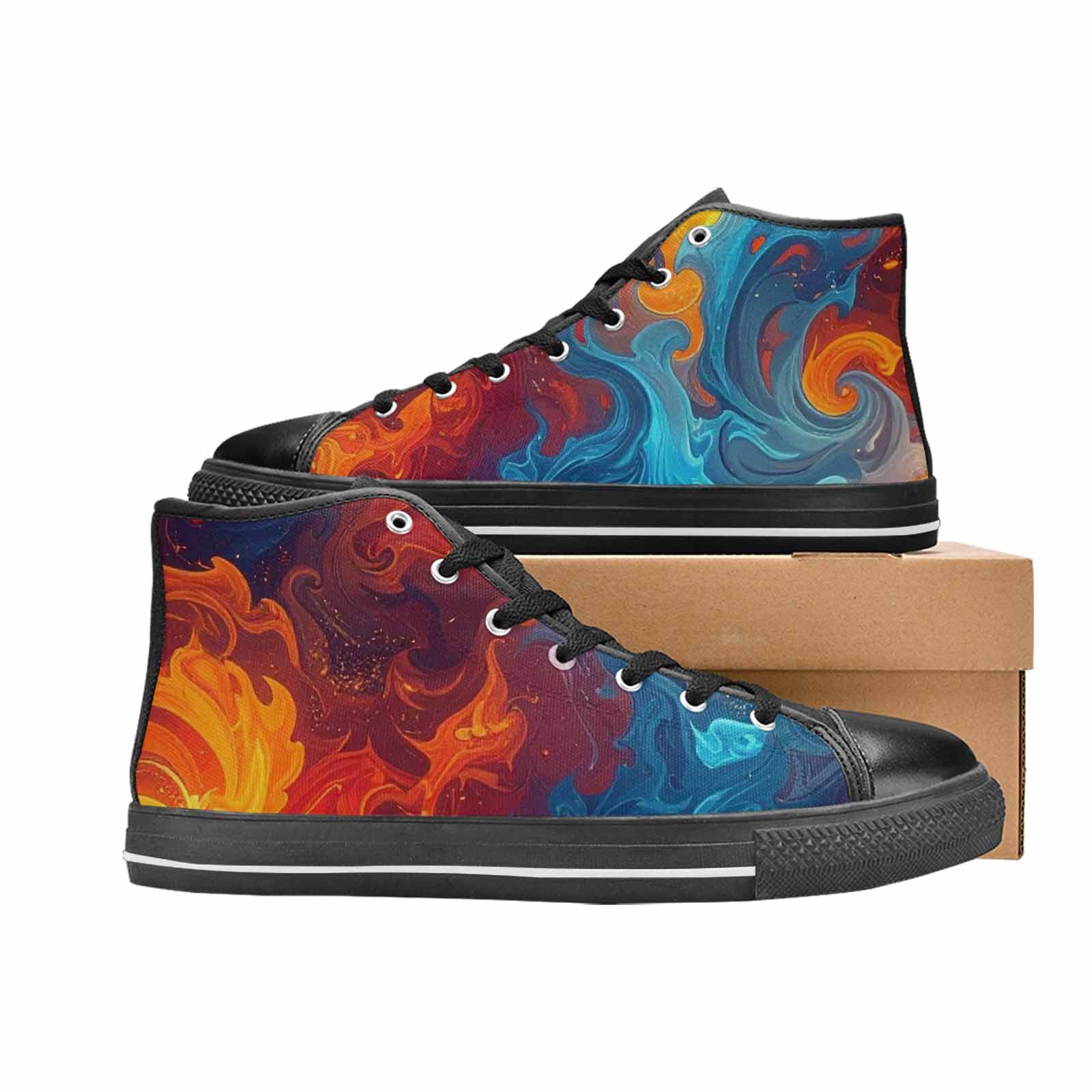 MEN'S Fire Flame High Top Canvas Surreal Shoes