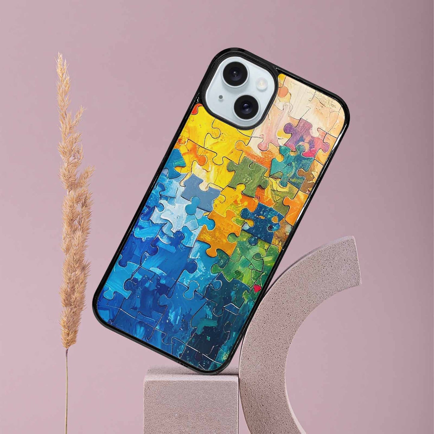 iPhone 15 Plus Case — Autism Puzzle Pieces Puzzle Piece Pattern, Custom Art Phone Cover