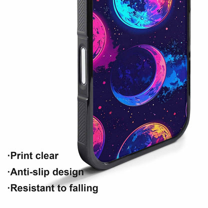 iPhone 17 Pro Case — Neon Winter Moon Seamless Cartoon Cute, Custom Art Phone Cover