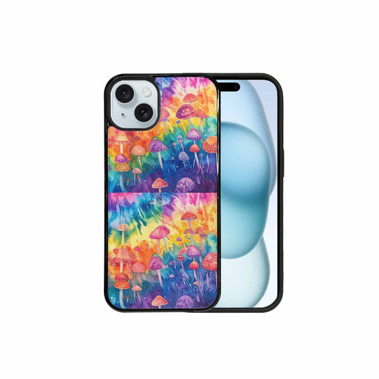 iPhone 15 Plus Case — Mushrooms Tie Dyemushrooms Pat, Custom Art Phone Cover