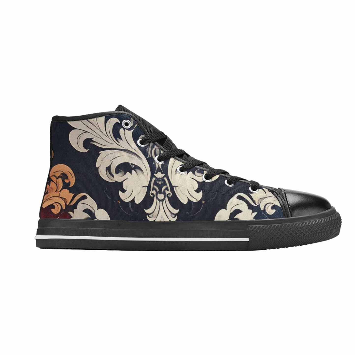 MEN'S Damask Ornamental Wallpaper High Top Canvas Grunge Custom Sneakers