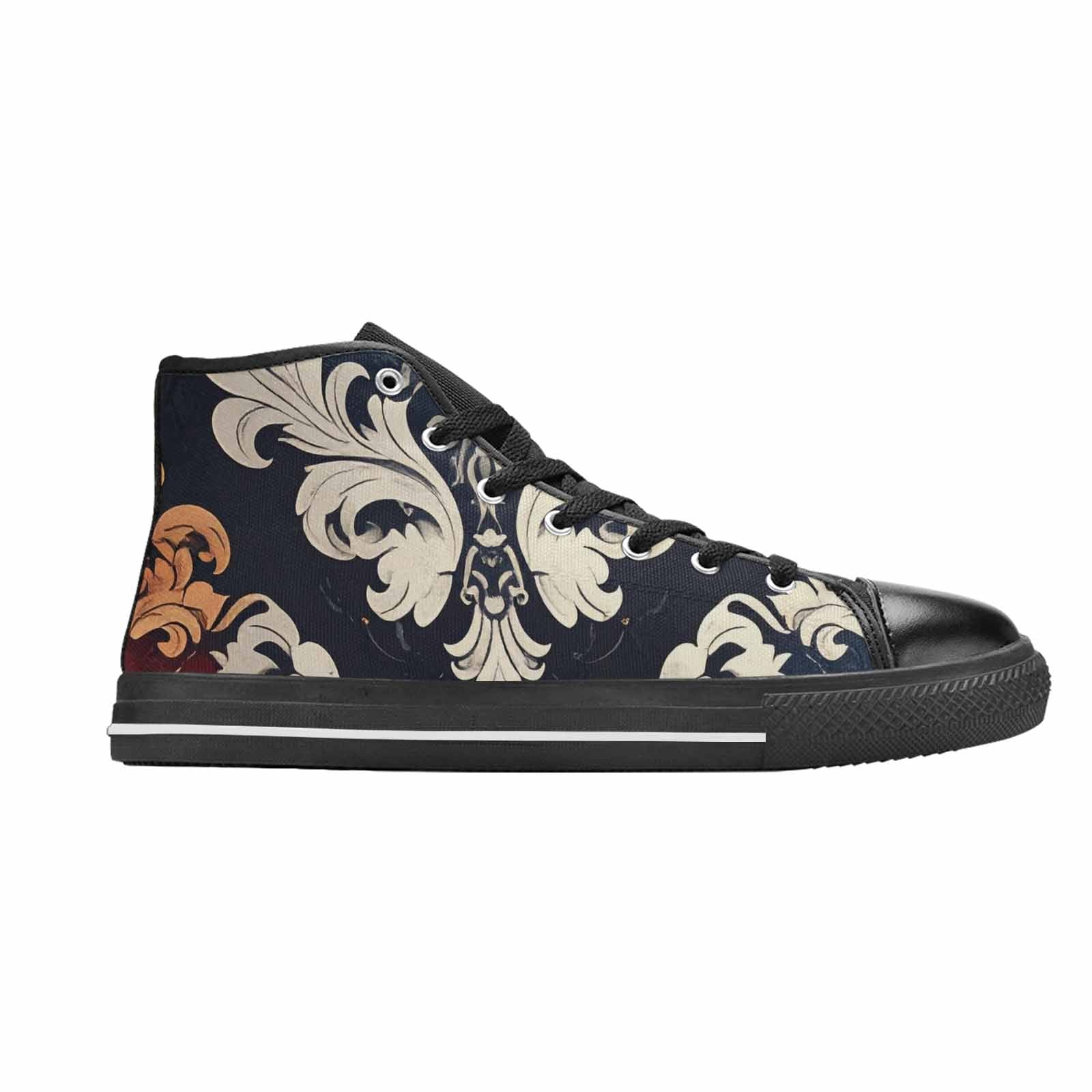 MEN'S Damask Ornamental Wallpaper High Top Canvas Grunge Custom Sneakers