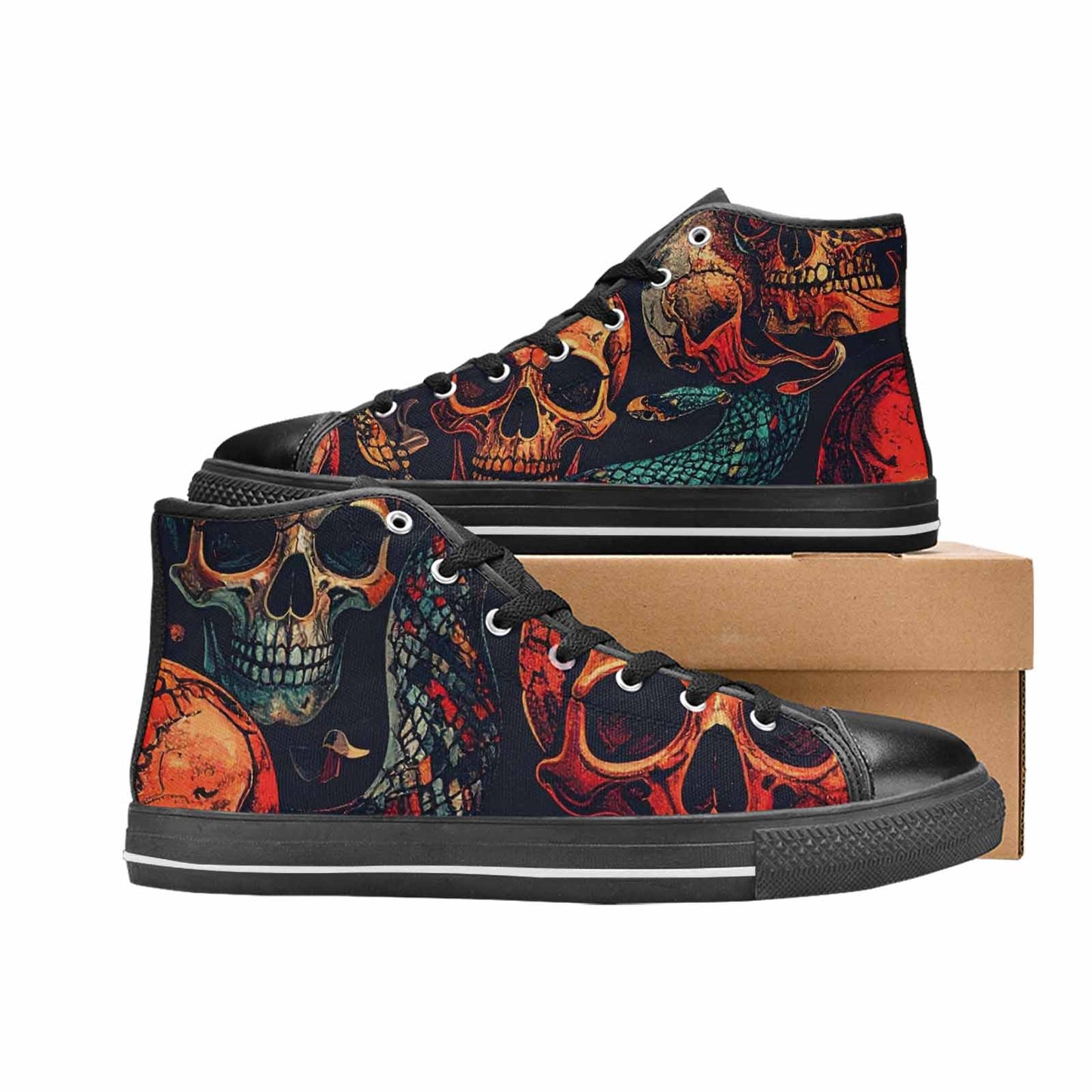 MEN'S Snake Skulls Print High Top Canvas Dark Academia Shoes