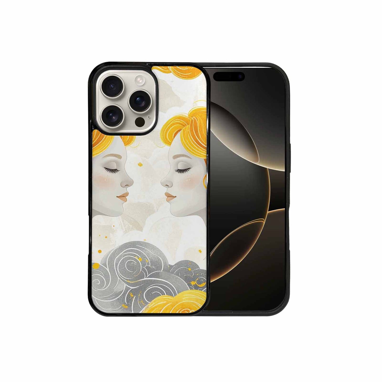 iPhone 16 Pro Max Case — Gemini Twins Zodiac Pattern Seamless Repeat, Custom Designed Case Cover