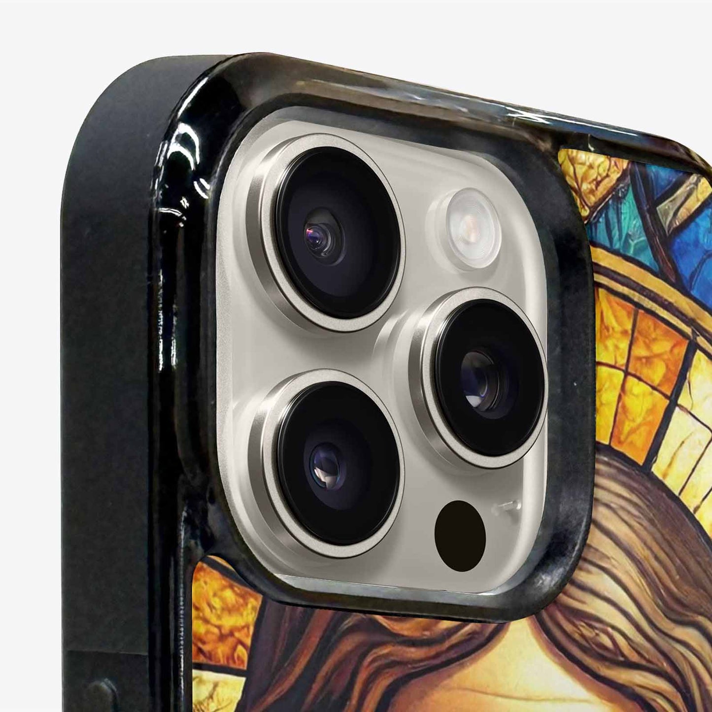 iPhone 16 Pro Max Case — Jesus Face Small Cross And Faith, Custom Art Phone Cover