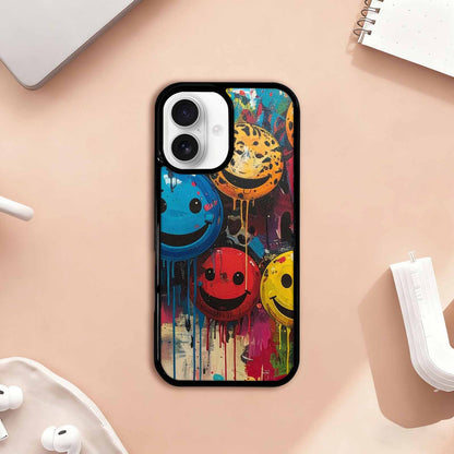 iPhone 17 Case — Smiley Faces Pattern Hundreds Original Art, Custom Phone Case
