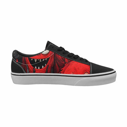 WOMEN'S Monsters Black & Red Ink Canvas Original Design Vibrant Chaos Custom Canvas Shoes