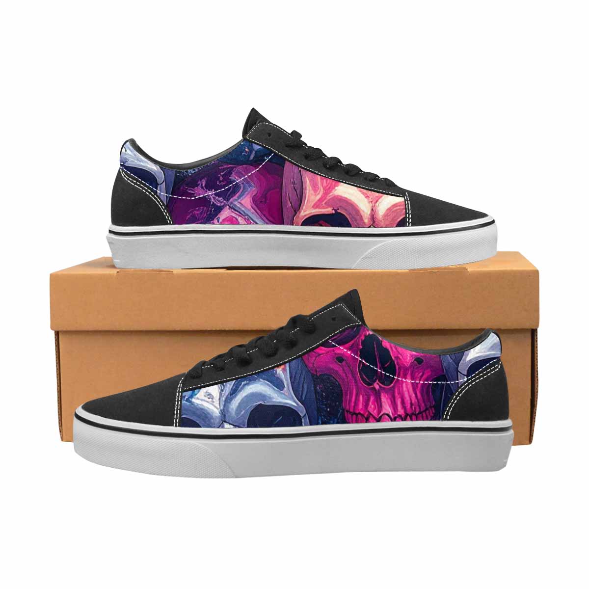 WOMEN'S Marble Skull Canvas Lace-Up Cottagecore Sneakers