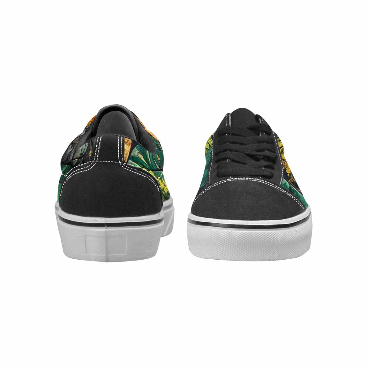 WOMEN'S Dinosaur Silhouette Canvas Lace-Up Neon Fantasy Custom Shoes