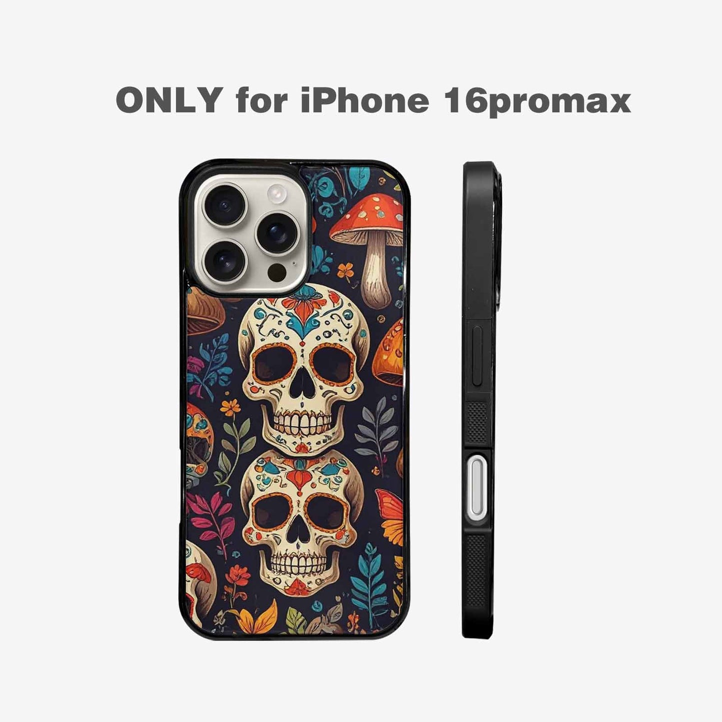 iPhone 16 Pro Max Case — Mushrooms And Skulls, Original Design Phone Case