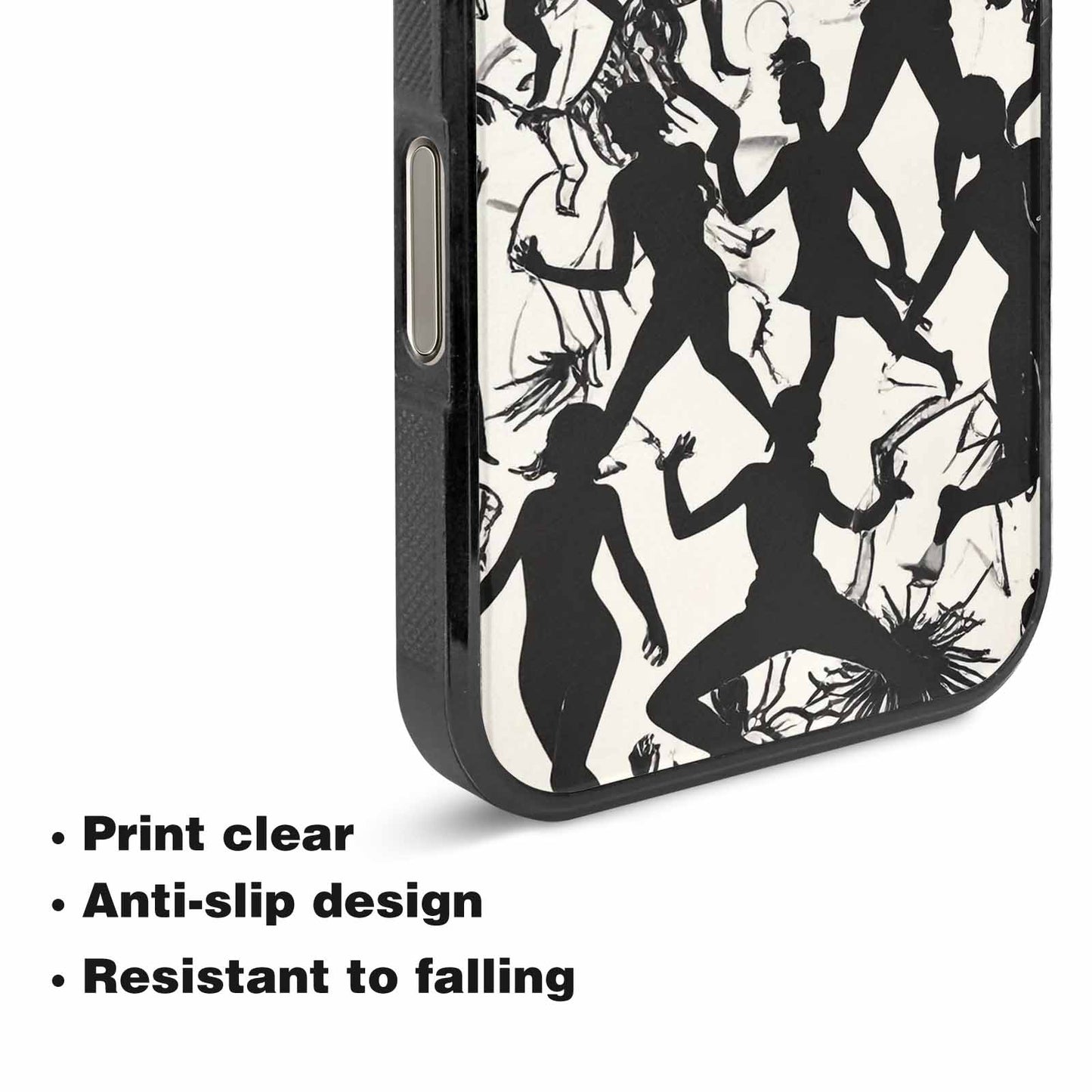 iPhone 16 Pro Case — Bold Dancing Figure Line Art Pattern, Custom Print Case Cover