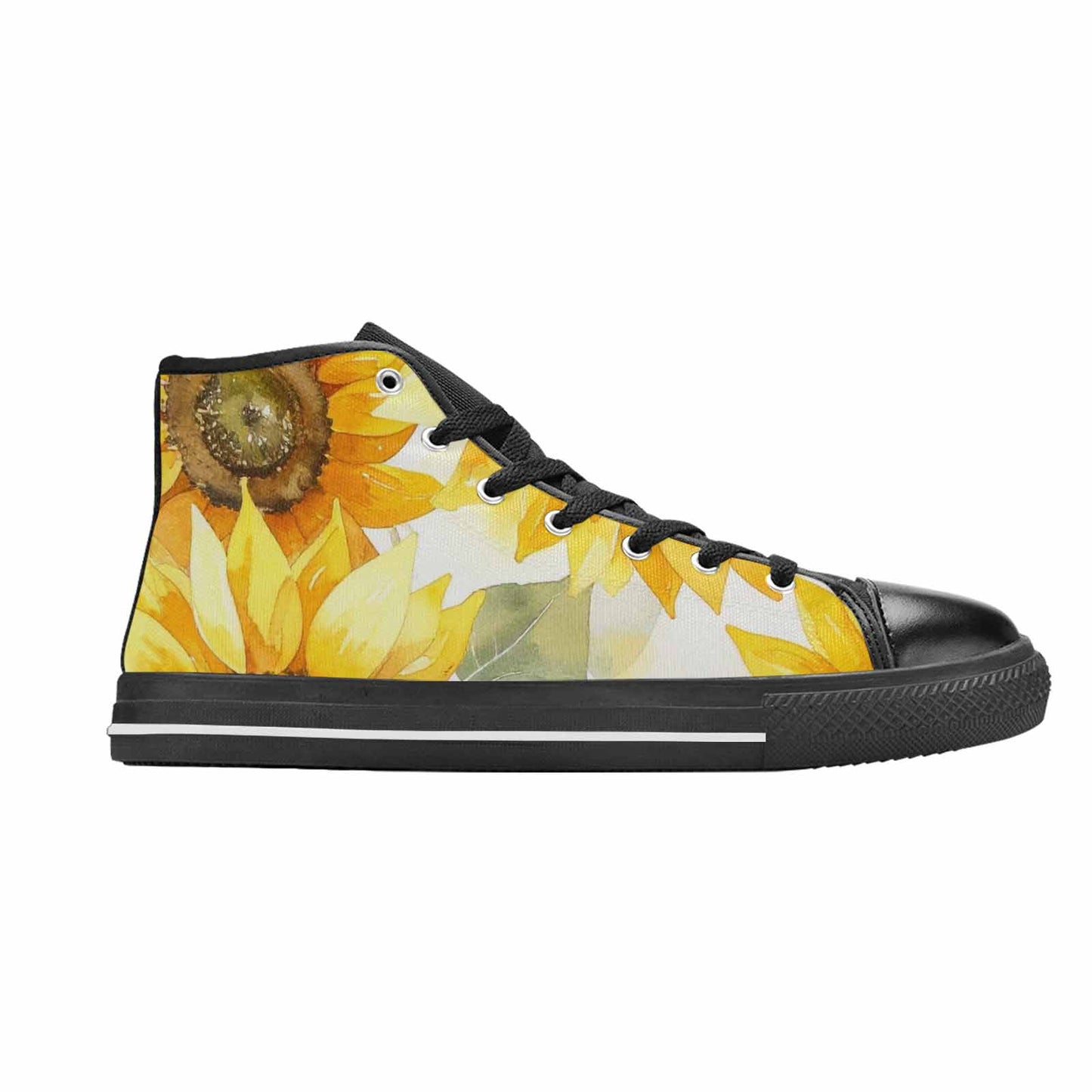 MEN'S Sunflowers Watercolor High Top Canvas Cottagecore Custom Sneakers