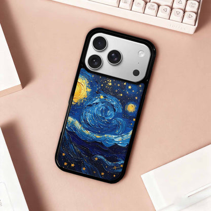 iPhone 17 Pro Case — Swirling Deep Blue Night Sky Galaxy, Custom Phone Case