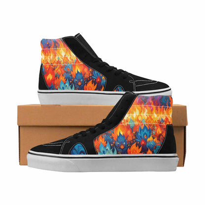 MEN'S Flames Full Color High Top Canvas One Of A Kind Dark Academia Handmade Custom Shoes