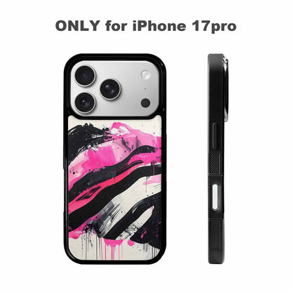 iPhone 17 Pro Case — Black Pink Ink Zebra Stripe Animal, Personalized Phone Case