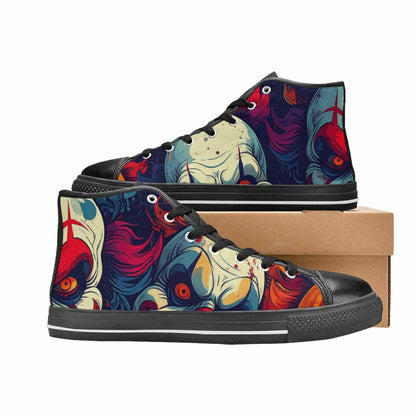 MEN'S Evil Clown Cartoon High Top Canvas Wallpaper Art Custom Sneakers
