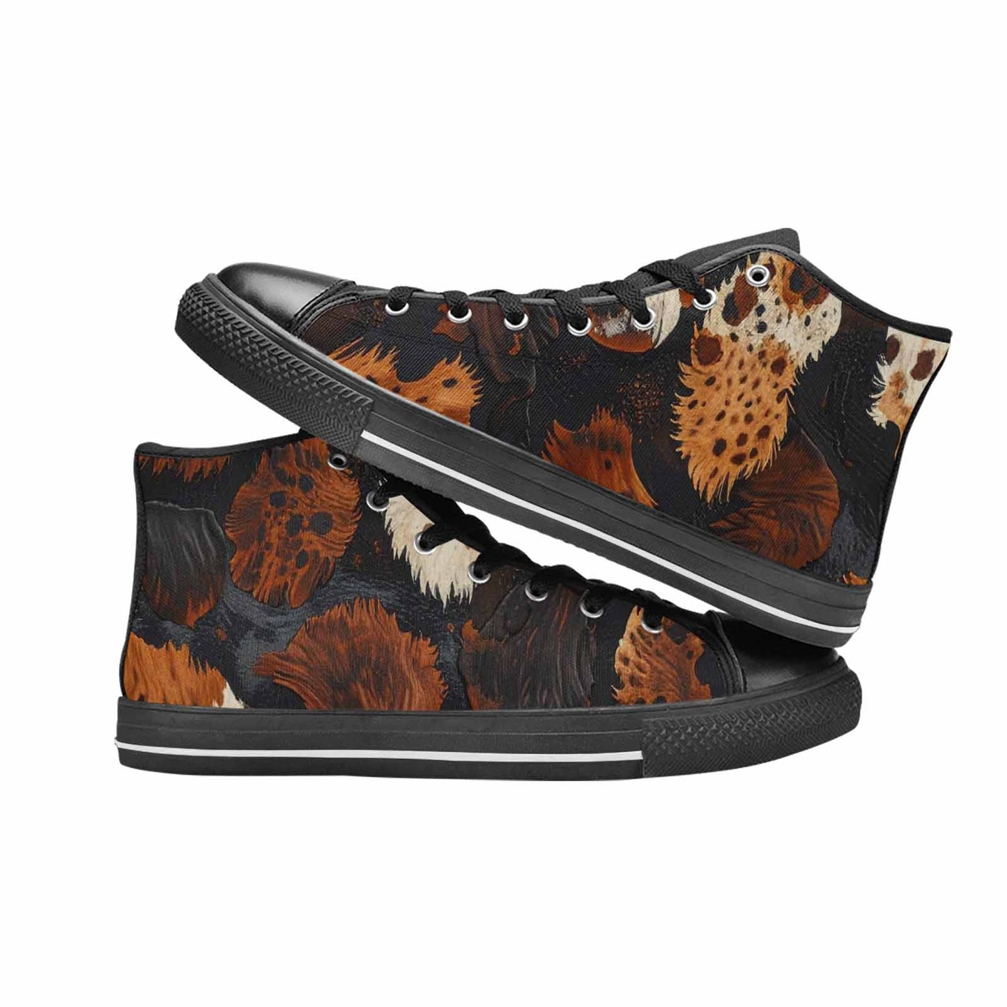 MEN'S Cow Animal Print High Top Canvas Vivid Custom Sneakers
