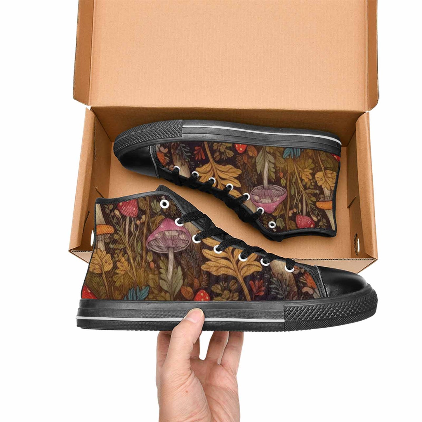 MEN'S Mushroom High Top Canvas Neon Fantasy Custom Sneakers
