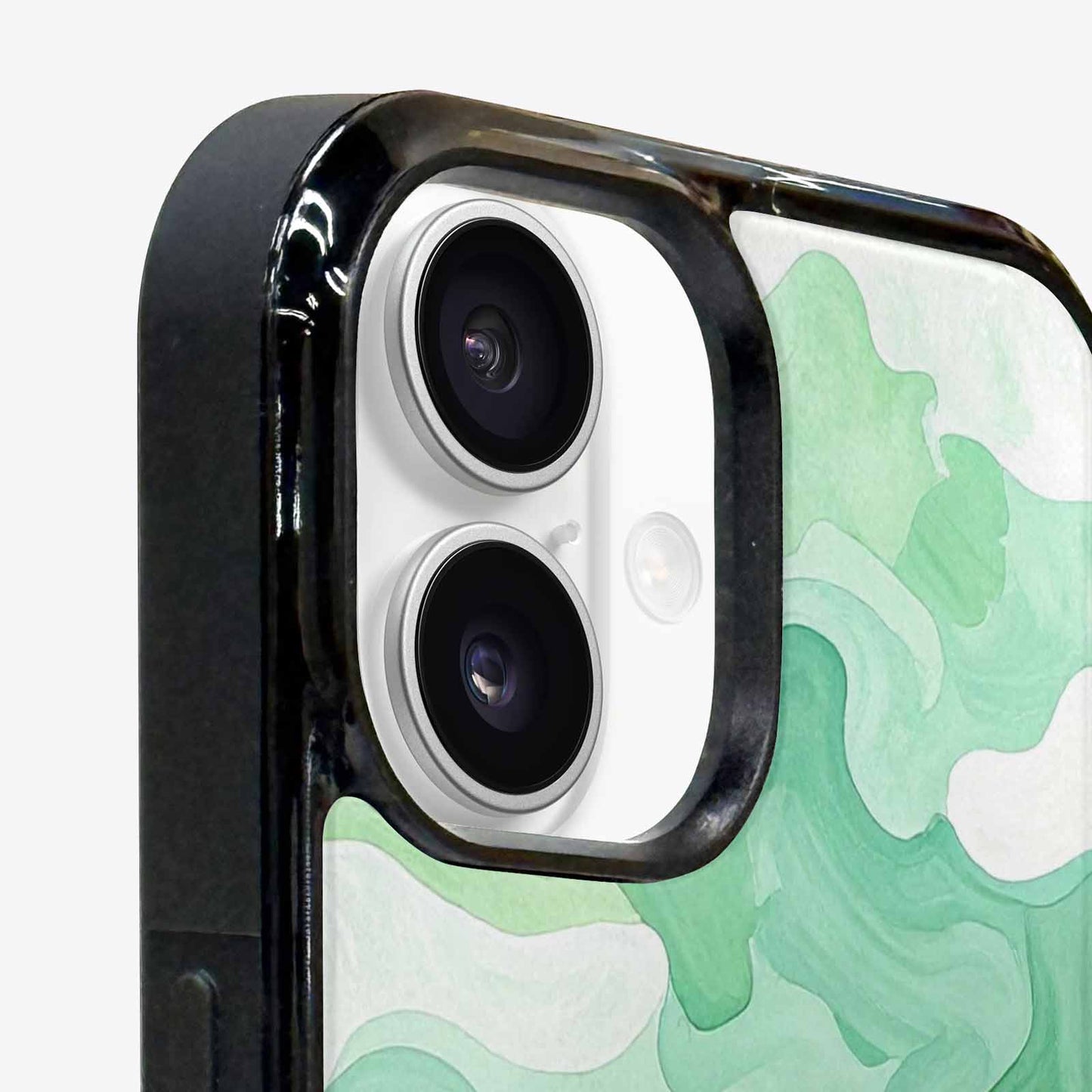 iPhone 16 Plus Case — Camo Mint Green White, Personalized Phone Case