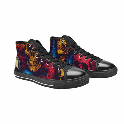MEN'S Snake Skulls Print High Top Canvas Y2K Custom Shoes