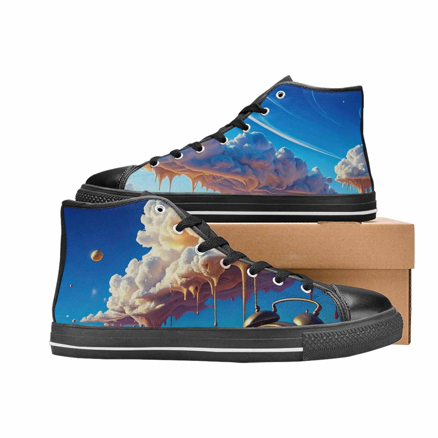 MEN'S Surrealist Desert Dreamscape High Top Canvas Wallpaper Art Shoes