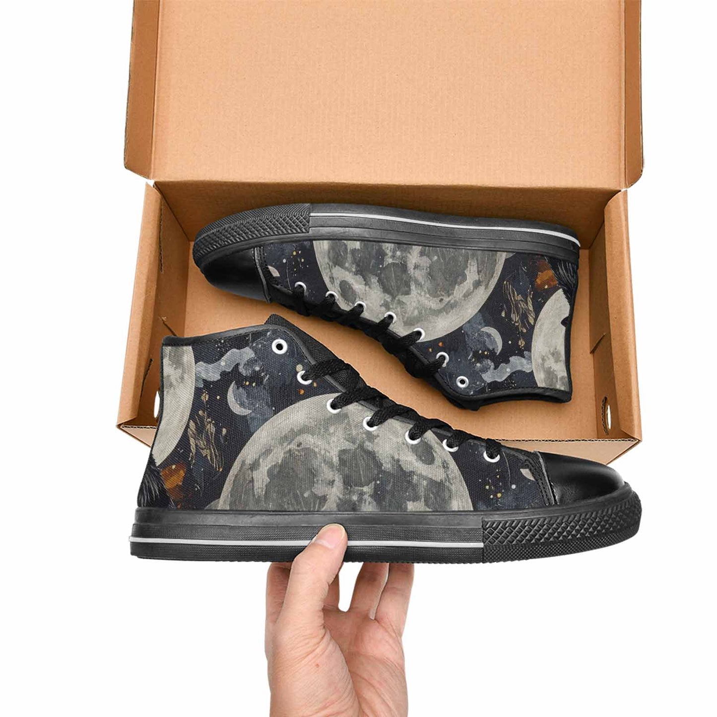 WOMEN'S Wolf Silhouette Moon High Top Canvas Vivid Shoes