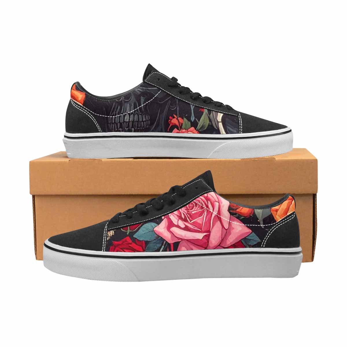 WOMEN'S Skulls Roses Skulls Roses Lace-Up Canvas Aesthetic Shoes