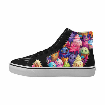 MEN'S Melting Ice Cream Monster High Top Canvas Vivid Custom Sneakers