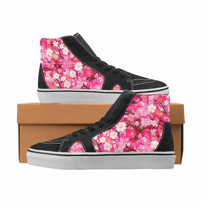 WOMEN'S Cherry Blossom High Top Canvas Boutique Cottagecore Custom Print Sneakers