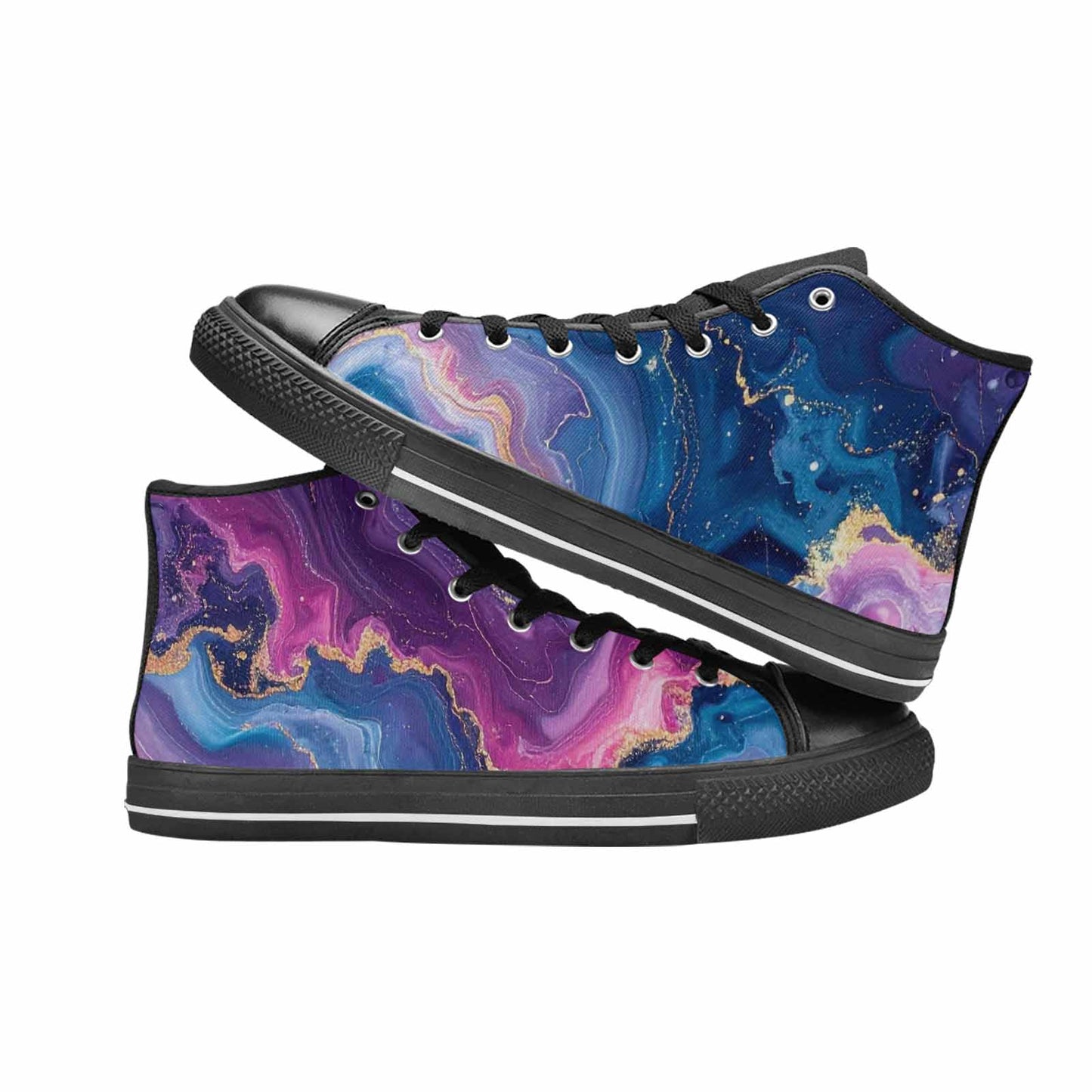 WOMEN'S Marble Galaxy High Top Canvas Grunge Custom Sneakers