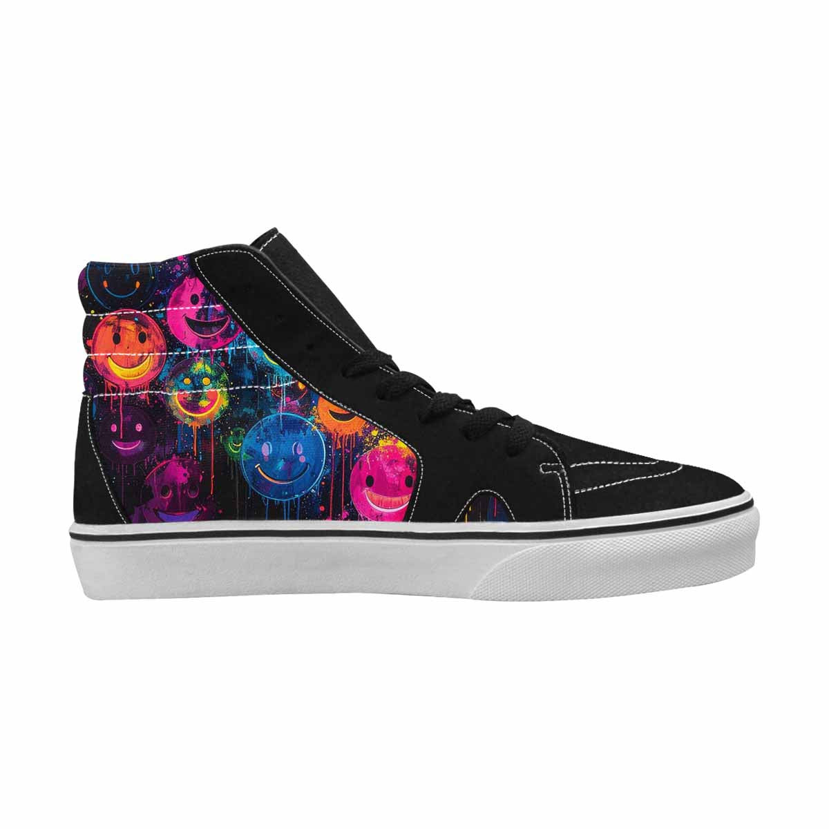 MEN'S Smiley Faces × Glow High Top Canvas Vibrant Chaos Custom Sneakers