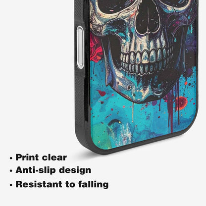 iPhone 16 Case — Skulls Roses Acid Wash Custom, Original Design Phone Case