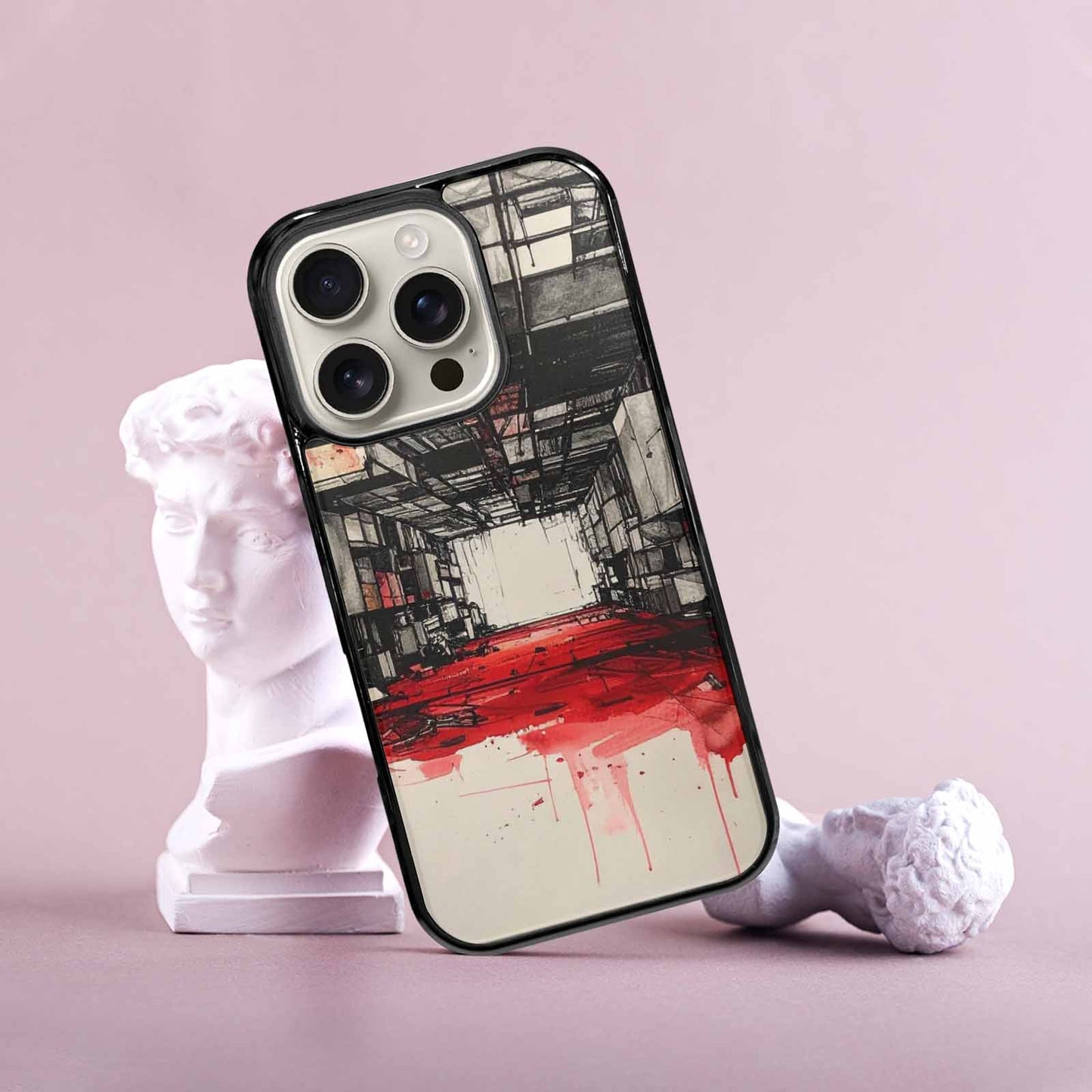 iPhone 16 Pro Case — Liminal Space Fragment Black Red Ink, Original Design Phone Case
