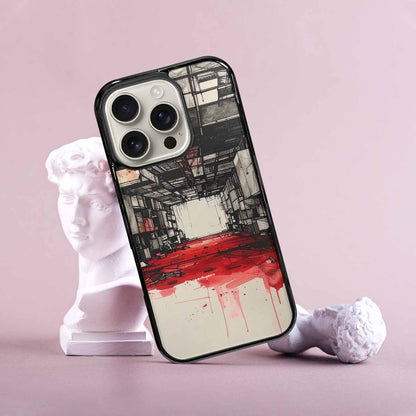 iPhone 16 Pro Case — Liminal Space Fragment Black Red Ink, Original Design Phone Case