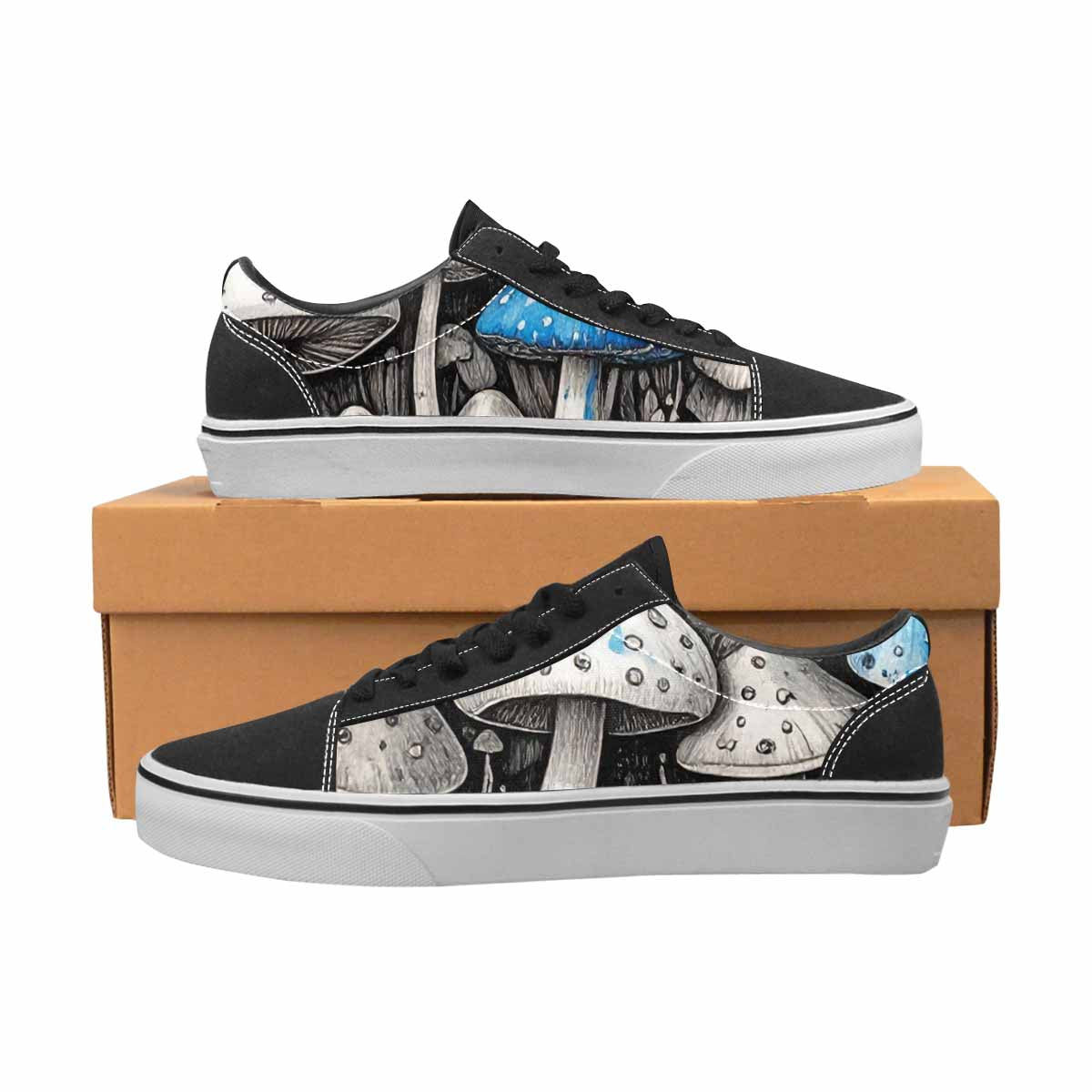WOMEN'S Mushrooms (general) Lace-Up Canvas Vibrant Chaos Sneakers