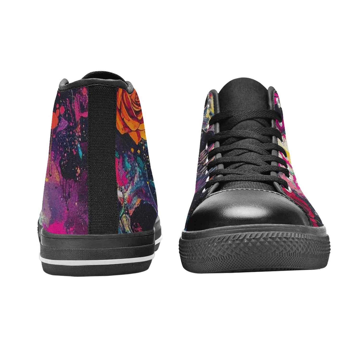 MEN'S Skulls Roses Acid Wash High Top Canvas Aesthetic Custom Shoes