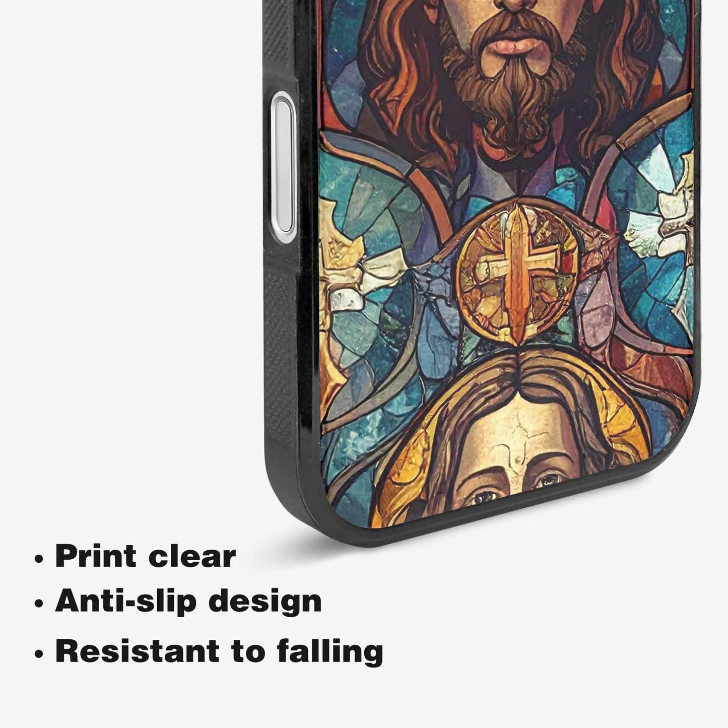iPhone 16 Plus Case — Jesus Face Small Cross And Faith, Personalized Phone Case