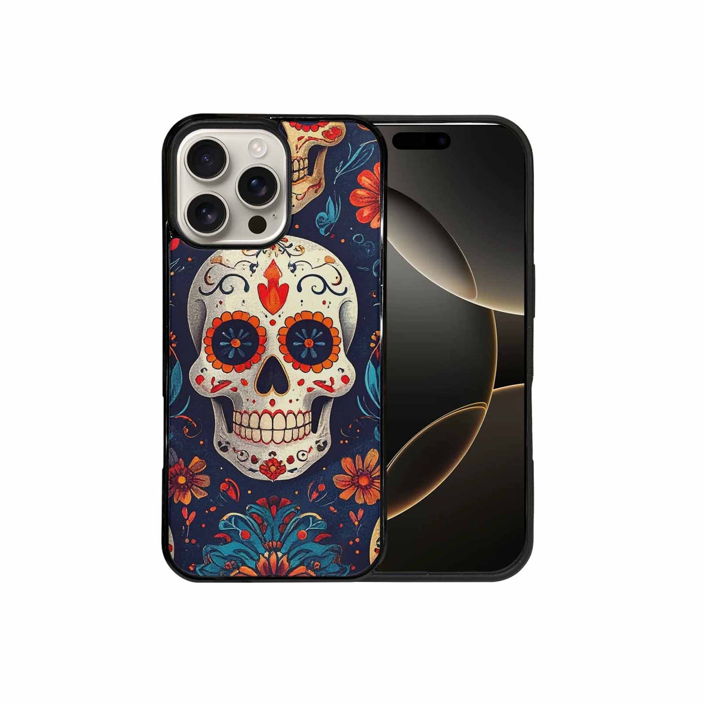 iPhone 16 Pro Max Case — Day Dead Sugar Skull Art 100s, Custom Made Phone Cover