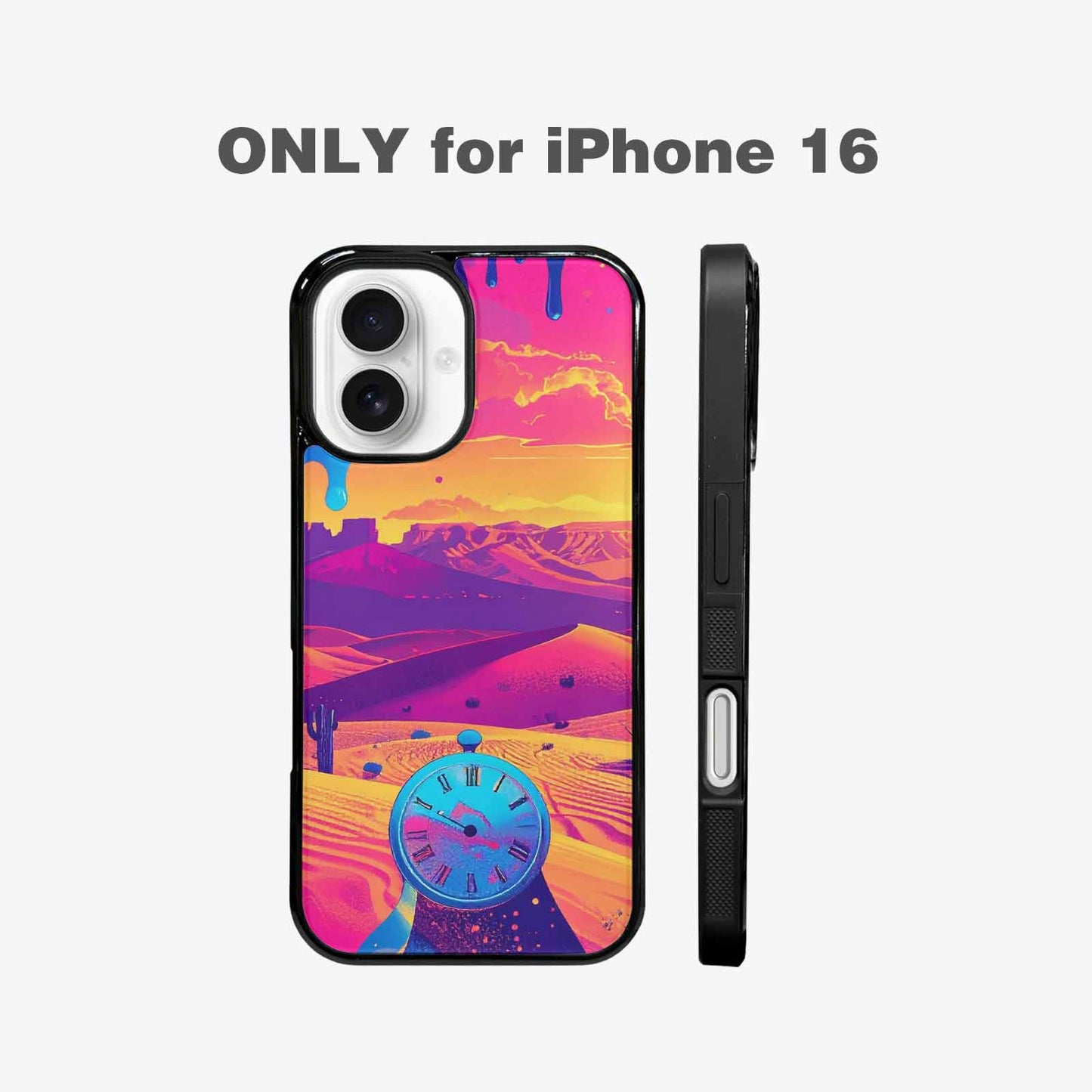 iPhone 16 Case — I Surrealist Dreamscape Pattern Melting Clocks, Customized Protective Case