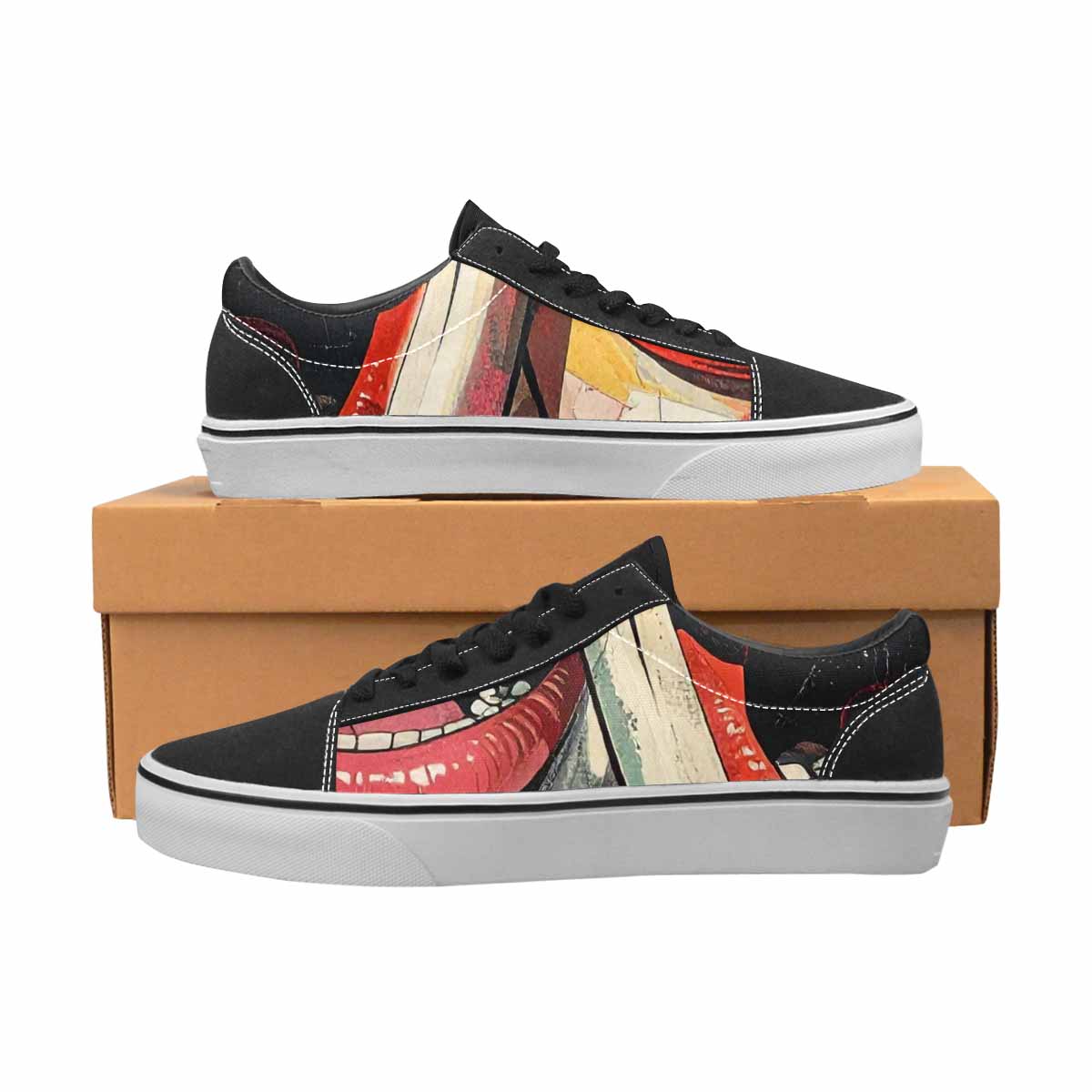 WOMEN'S Googly Cartoon Mouths Canvas Lace-Up Surreal Shoes