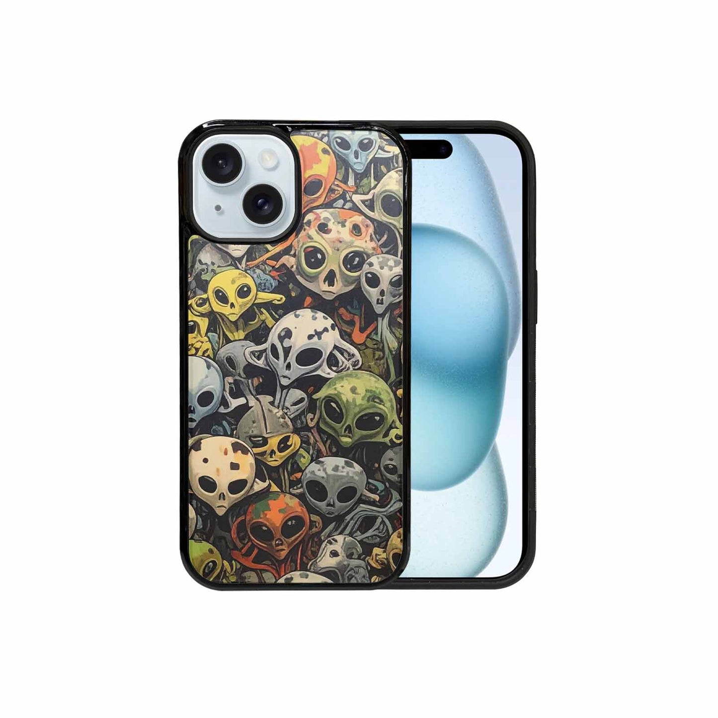 iPhone 15 Case — Aliens Camo Aliens Pattern Hundreds Of, Custom Designed Case Cover