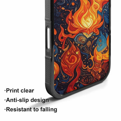 iPhone 17 Case — Small Fire Flame Pattern, Original Art, Custom Printed Phone Case
