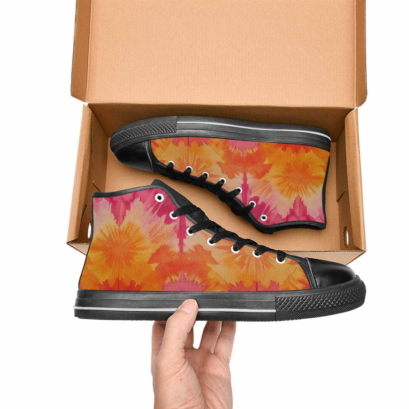 MEN'S Tie Dye - High Top Canvas Dark Academia Custom Sneakers