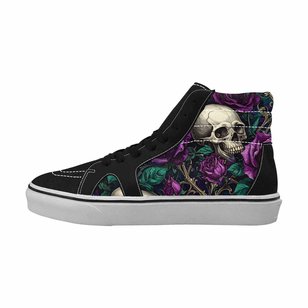 WOMEN'S Skulls Roses Gothic Filigree High Top Canvas Surreal Shoes