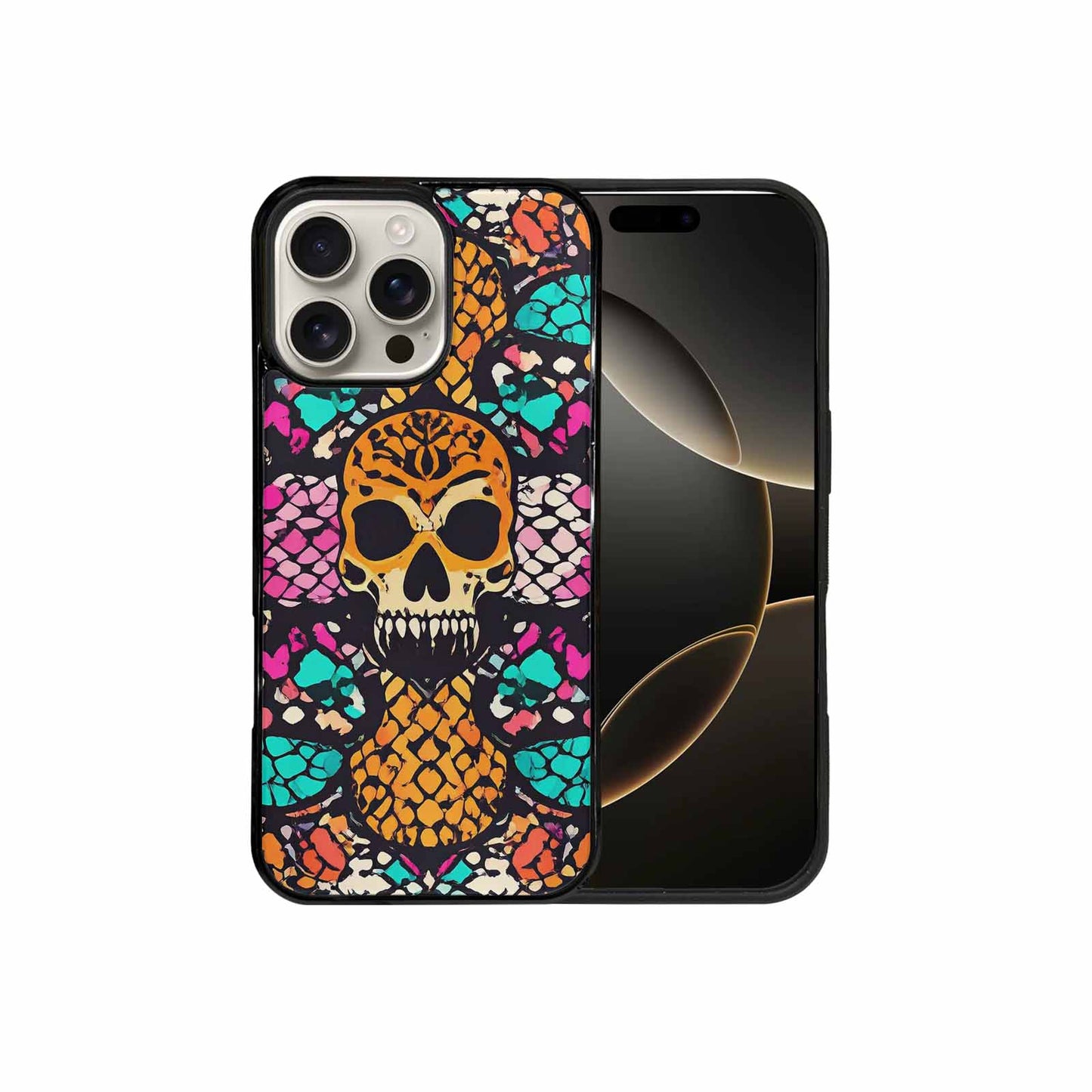iPhone 16 Pro Max Case — Snake Print Skull, Original Design Phone Case