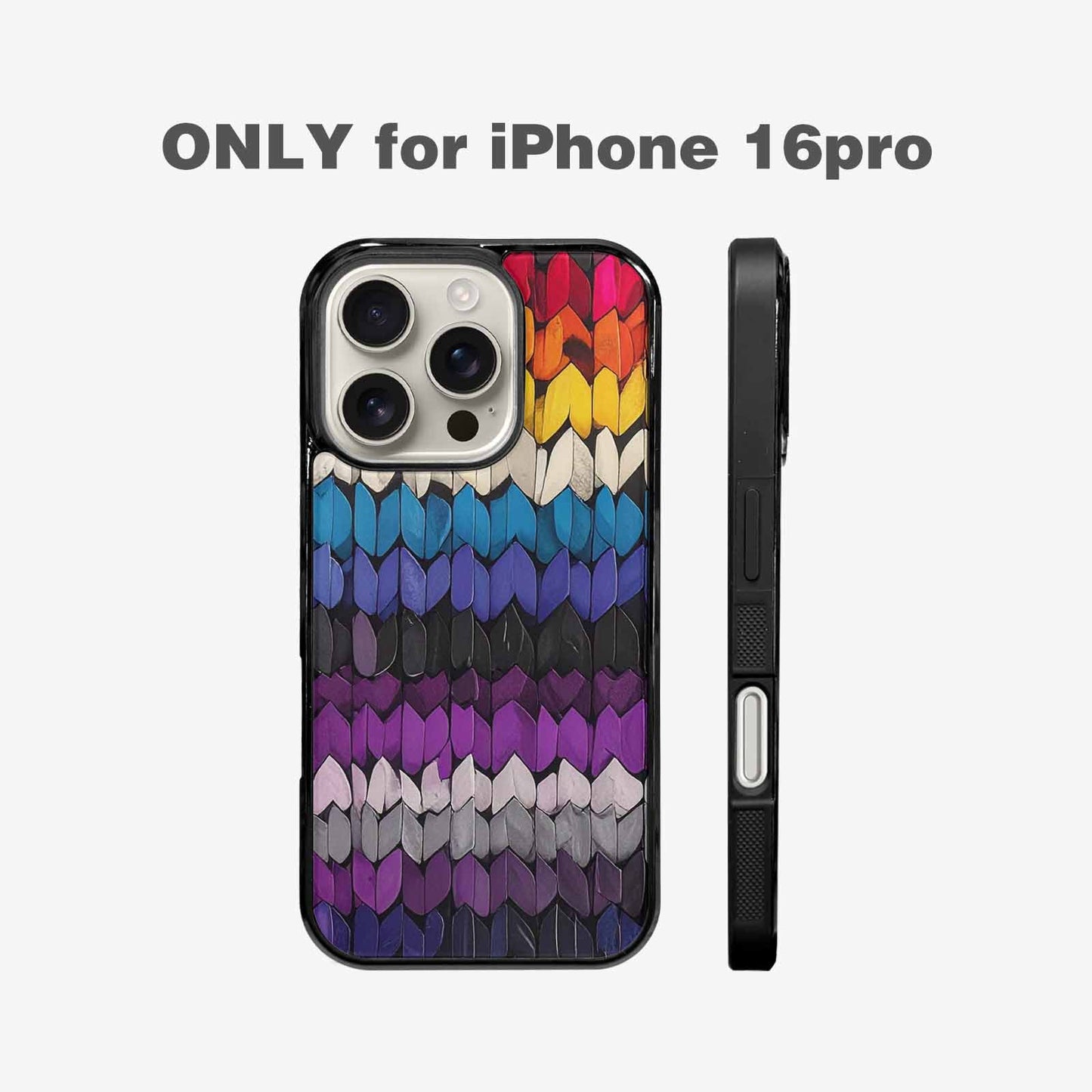 iPhone 16 Pro Case — Asexual Flag Color Theme Small Rainbow, Original Design Phone Case
